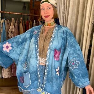 Handmade Denim Patchwork Kimono Jacket